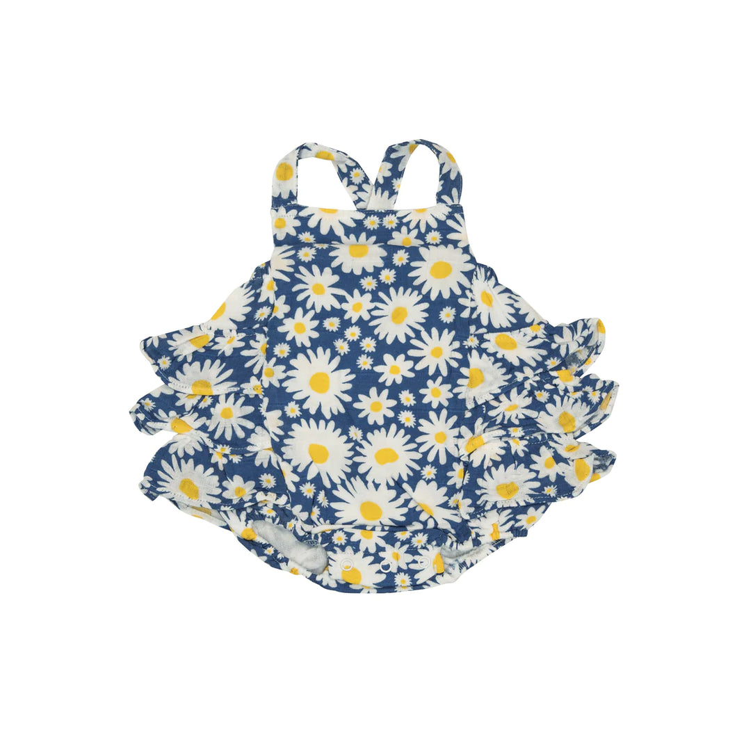 The Angel Dear Ruffle Sunsuit in Daisy Days from Magnolia & Oak: Abilene's Premier Children's Clothing Boutique. 